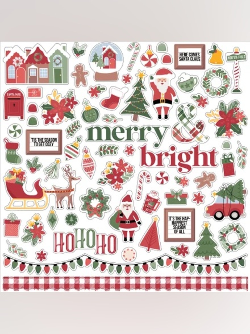 🎄Echo Park Santa Claus Lane 12x12 Christmas Sticker Sheet🎅
